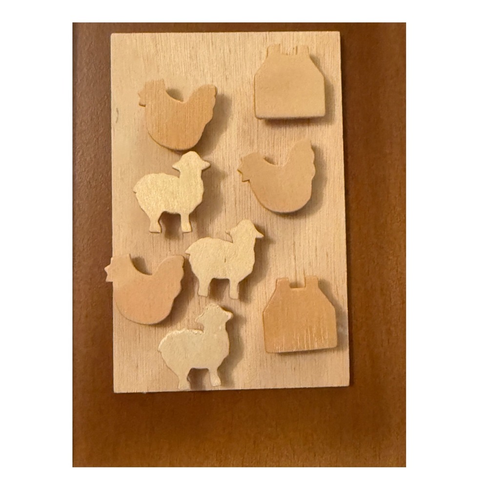 Rustic Farmhouse Decorative Thumbtacks Animal Memo Pins Wood Handmade